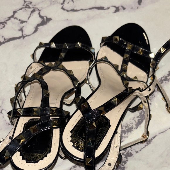 Black Studded Women's Sandals - Picture 7 of 8